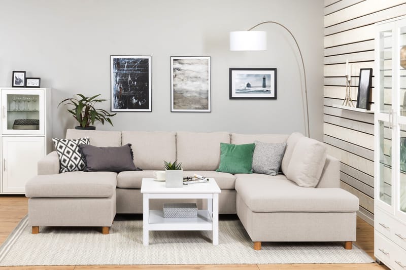 Crazy 4-personers Højrevendt U-formet Large Sofa med Chaiselong i Stof - Beige - Møbler - Sofaer - U Sofa