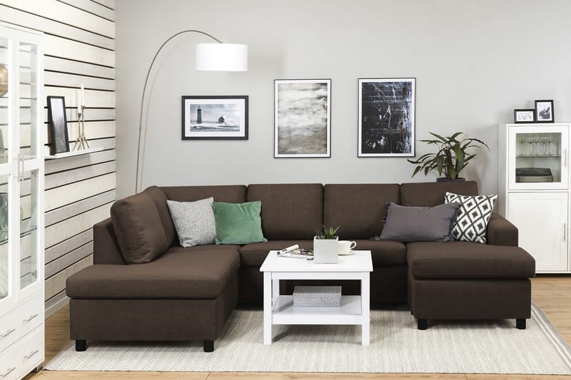 Crazy 4-personers Venstrevendt U-formet Large Sofa med Chaiselong i Stof - Brun - Møbler - Sofaer - U Sofa