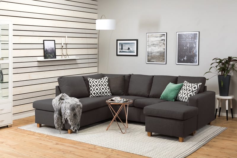 Crazy 4-personers Venstrevendt U-formet Small Sofa med Chaiselong i Stof - Mørkegrå - Møbler - Sofaer - U Sofa