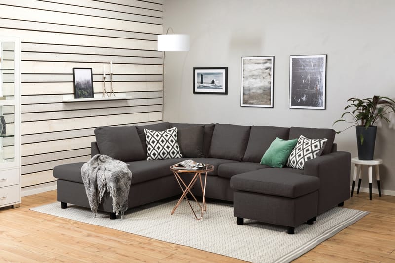 Crazy 4-personers Venstrevendt U-formet Small Sofa med Chaiselong i Stof - Mørkegrå - Møbler - Sofaer - U Sofa
