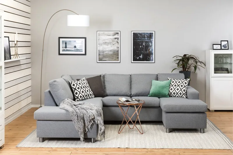 Crazy 4-personers Venstrevendt U-formet Large Sofa med Chaiselong i Stof - Grå - Møbler - Sofaer - U Sofa