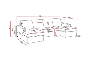 Crazy 4-personers U-formet Sofa med Dobbeltdivan i Stof - Antracit - Møbler - Sofaer - U Sofa