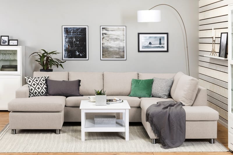 Crazy 4-personers Højrevendt U-formet Large Sofa med Chaiselong i Stof - Beige - Møbler - Sofaer - U Sofa
