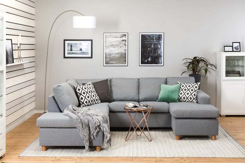 Crazy 4-personers Venstrevendt U-formet Large Sofa med Chaiselong i Stof - Grå - Møbler - Sofaer - U Sofa