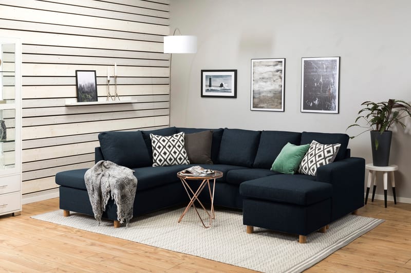 Crazy 4-personers Venstrevendt U-formet Large Sofa med Chaiselong i Stof - Blå - Møbler - Sofaer - U Sofa