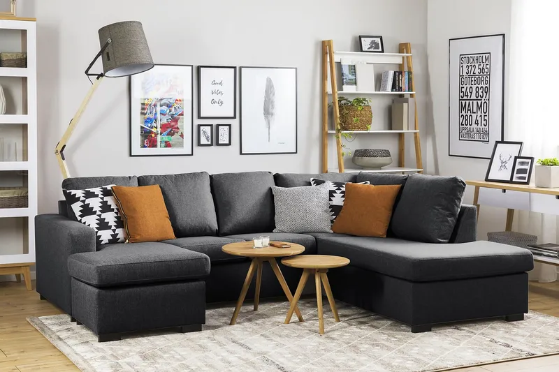 Crazy 4-personers Højrevendt U-formet Small Sofa med Chaiselong i Stof - Mørkegrå - Møbler - Sofaer - U Sofa