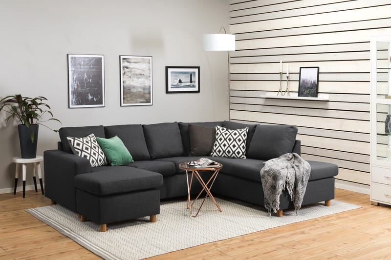 Crazy 4-personers Højrevendt U-formet Small Sofa med Chaiselong i Stof - Mørkegrå - Møbler - Sofaer - U Sofa