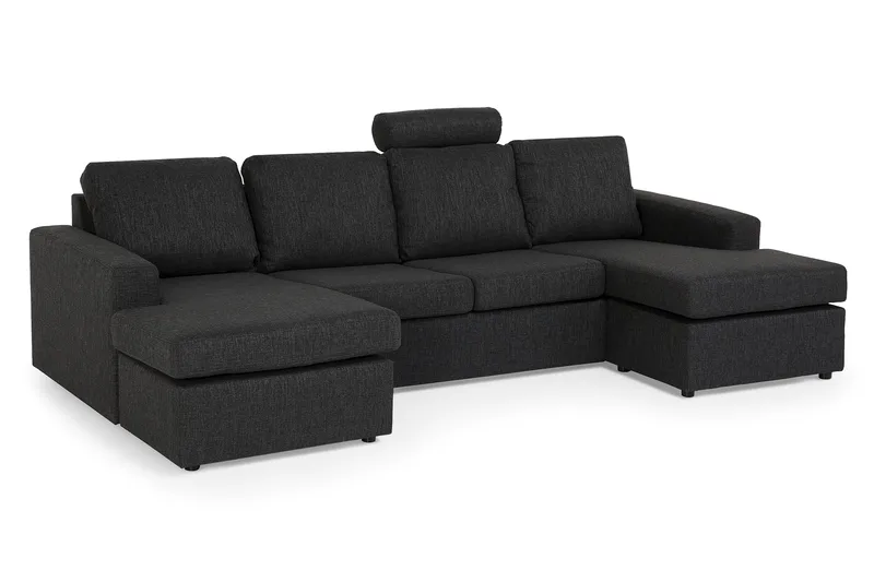 Crazy 4-personers U-formet Sofa med Dobbeltdivan i Stof - Antracit - Møbler - Sofaer - U Sofa