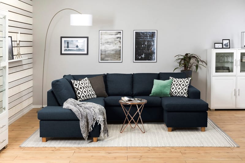 Crazy 4-personers Venstrevendt U-formet Large Sofa med Chaiselong i Stof - Blå - Møbler - Sofaer - U Sofa