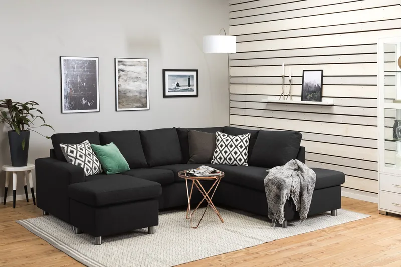 Crazy 4-personers Højrevendt U-formet Large Sofa med Chaiselong i Stof - Antracit - Møbler - Sofaer - U Sofa