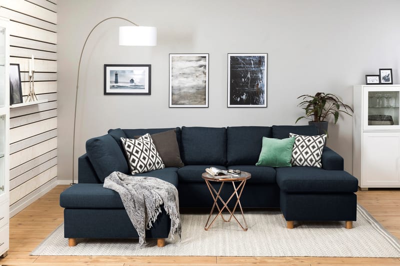 Crazy 4-personers Venstrevendt U-formet Large Sofa med Chaiselong i Stof - Blå - Møbler - Sofaer - U Sofa