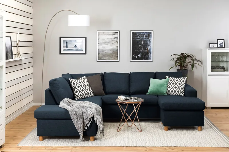 Crazy 4-personers Venstrevendt U-formet Large Sofa med Chaiselong i Stof - Blå - Møbler - Sofaer - U Sofa