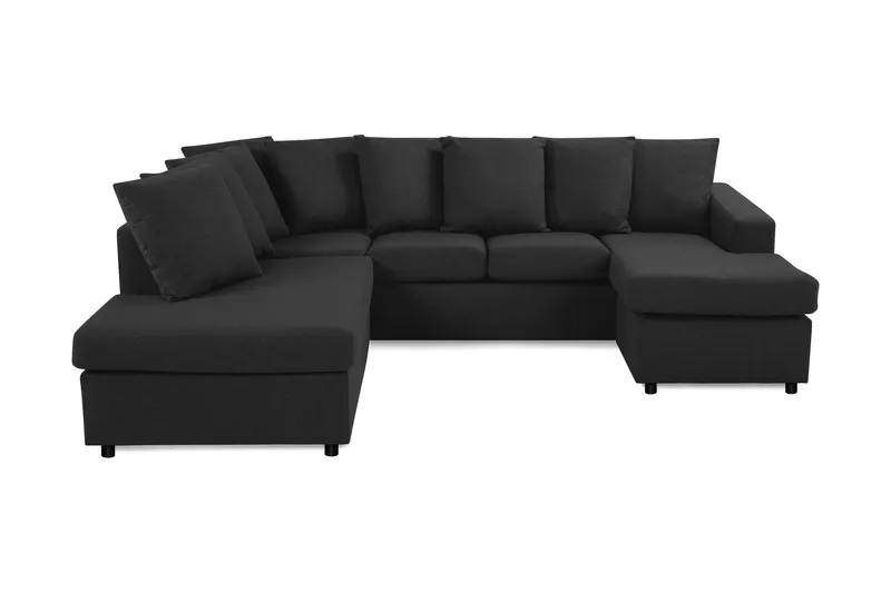 Crazy 4-personers Venstrevendt U-formet Small Sofa med Divan og Chaiselong i Stof inkl. Kuvertpuder, Antracit