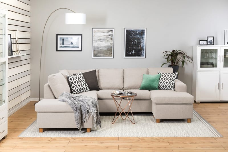 Crazy 4-personers Venstrevendt U-formet Large Sofa med Chaiselong i Stof - Beige - Møbler - Sofaer - U Sofa