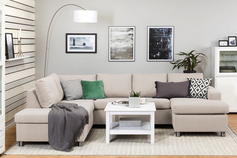 Crazy 4-personers Venstrevendt U-formet Large Sofa med Chaiselong i Stof - Beige - Møbler - Sofaer - U Sofa