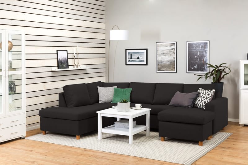 Crazy 4-personers Venstrevendt U-formet Large Sofa med Chaiselong i Stof - Antracit - Møbler - Sofaer - U Sofa