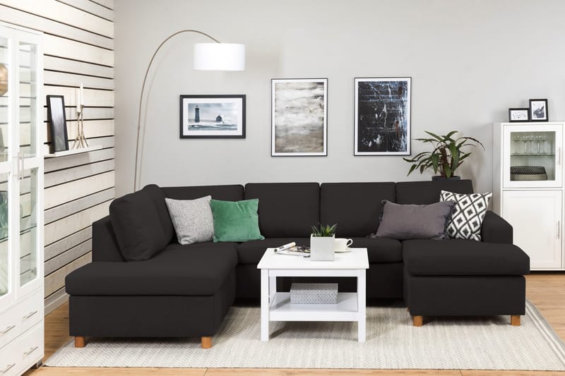 Crazy 4-personers Venstrevendt U-formet Large Sofa med Chaiselong i Stof - Antracit - Møbler - Sofaer - U Sofa