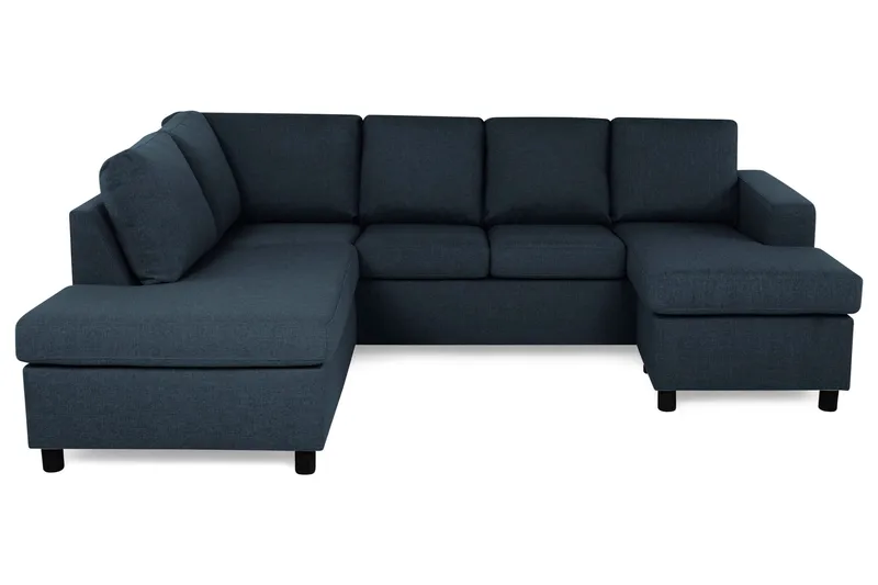 Crazy 4-personers Venstrevendt U-formet Large Sofa med Chaiselong i Stof, Blå
