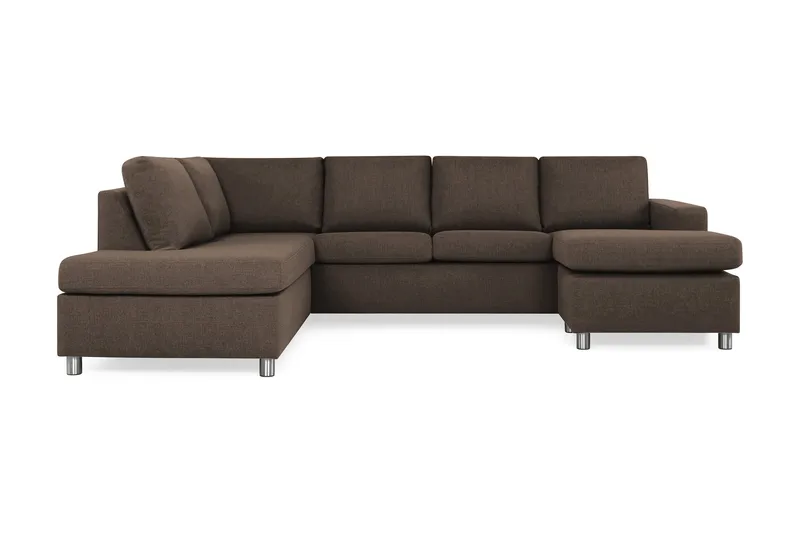 Crazy 4-personers Venstrevendt U-formet Large Sofa med Chaiselong i Stof, Brun