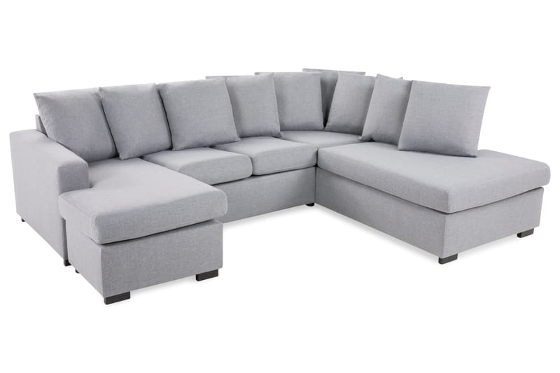 Crazy 4-personers Højrevendt U-formet Small Sofa med Divan og Chaiselong i Stof inkl. Kuvertpuder - Grå - Møbler - Sofaer - U Sofa