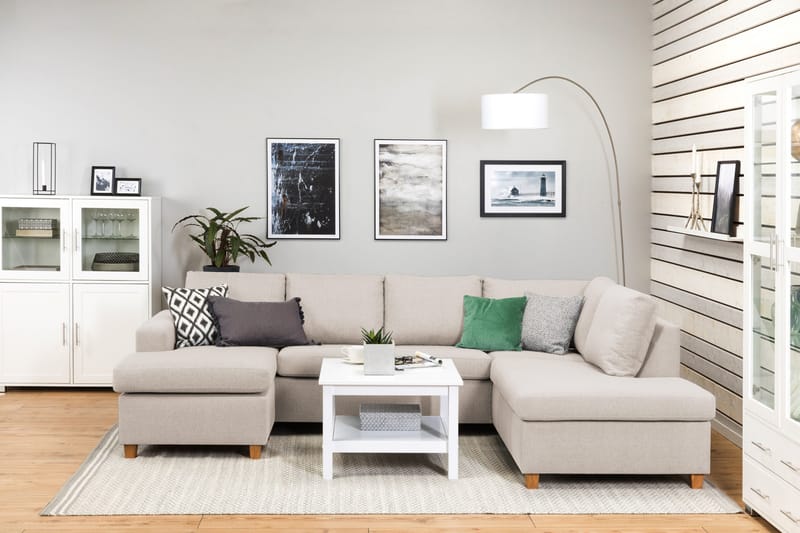 Crazy 4-personers Højrevendt U-formet Large Sofa med Chaiselong i Stof - Beige - Møbler - Sofaer - U Sofa