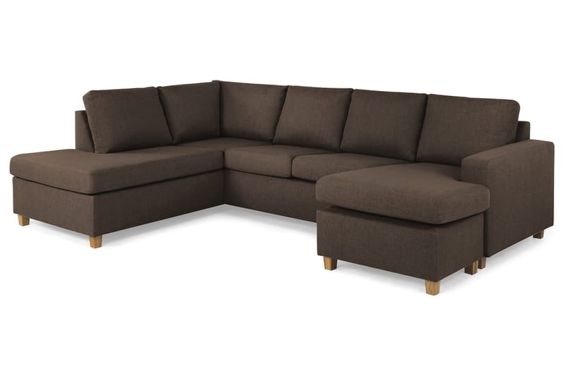 Crazy 4-personers Venstrevendt U-formet Large Sofa med Chaiselong i Stof - Brun - Møbler - Sofaer - U Sofa