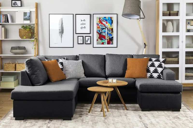 Crazy 4-personers Venstrevendt U-formet Small Sofa med Chaiselong i Stof - Mørkegrå - Møbler - Sofaer - U Sofa