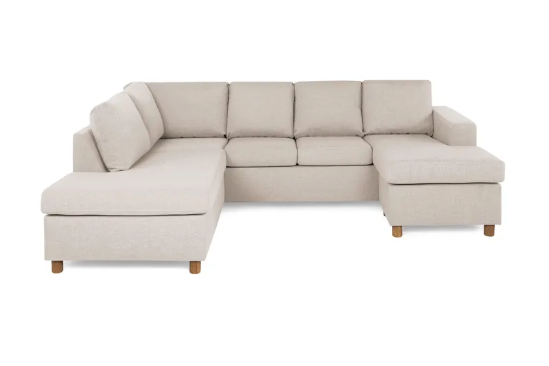 Crazy 4-personers Venstrevendt U-formet Large Sofa med Chaiselong i Stof, Beige