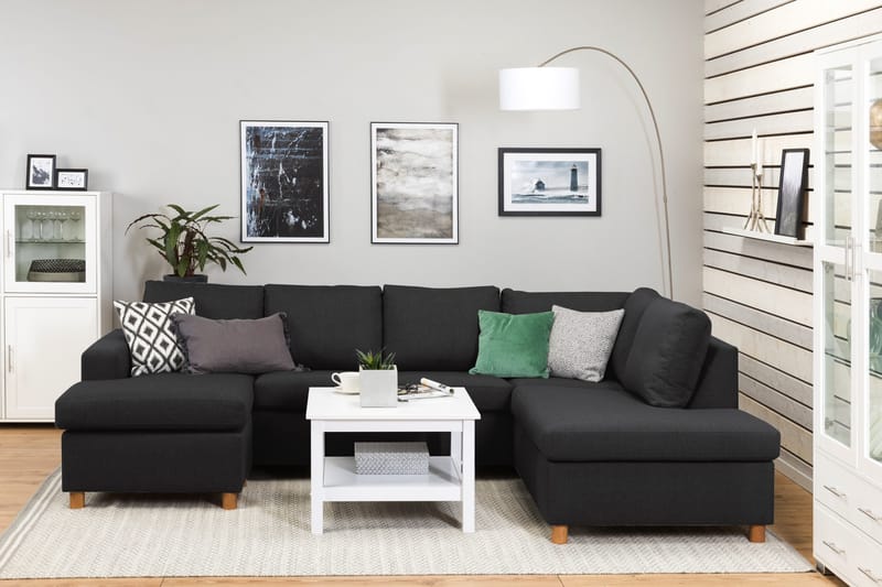 Crazy 4-personers Højrevendt U-formet Large Sofa med Chaiselong i Stof - Antracit - Møbler - Sofaer - U Sofa