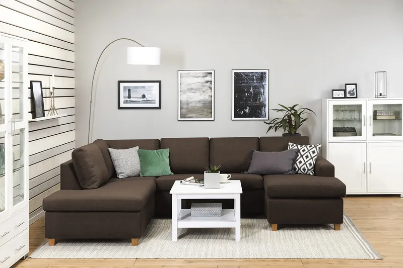 Crazy 4-personers Venstrevendt U-formet Large Sofa med Chaiselong i Stof - Brun - Møbler - Sofaer - U Sofa