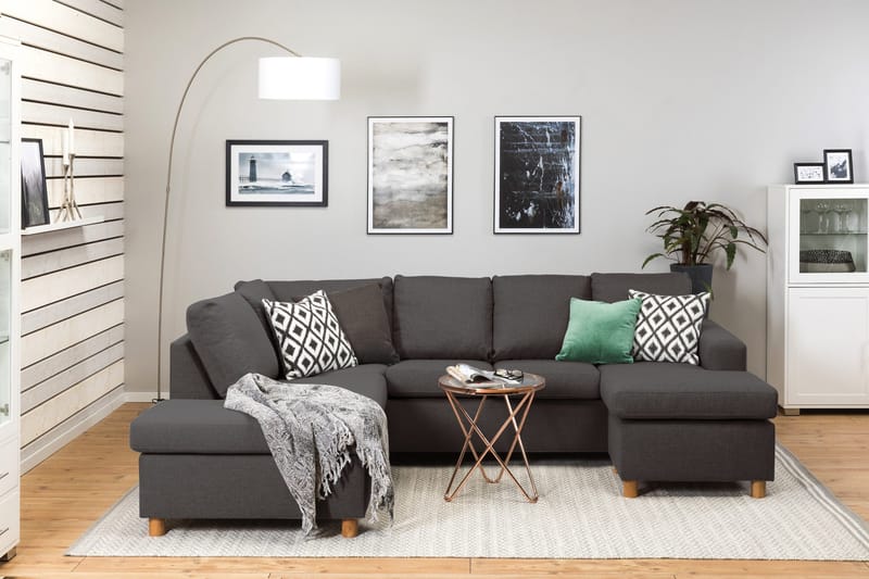 Crazy 4-personers Venstrevendt U-formet Small Sofa med Chaiselong i Stof - Mørkegrå - Møbler - Sofaer - U Sofa