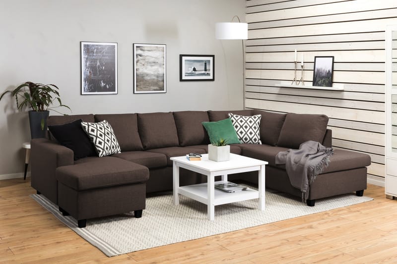 Crazy 5-personers Højrevendt U-formet X-Large Sofa med Chaiselong i Stof - Brun - Møbler - Sofaer - U Sofa