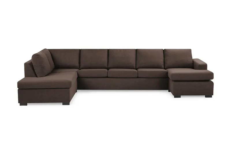 Crazy 5-personers Venstrevendt U-formet X-Large Sofa med Chaiselong i Stof, Brun