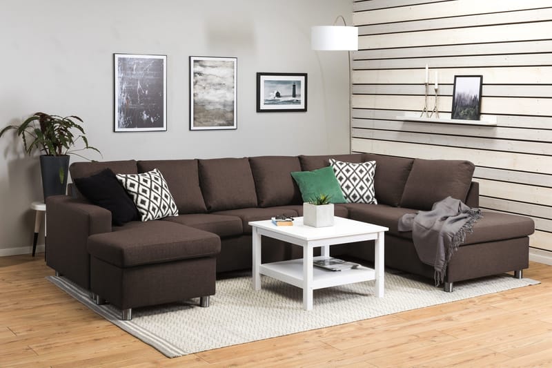 Crazy 5-personers Højrevendt U-formet X-Large Sofa med Chaiselong i Stof - Brun - Møbler - Sofaer - U Sofa