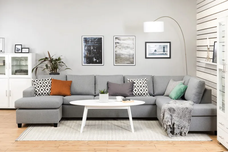 Crazy 5-personers Højrevendt U-formet X-Large Sofa med Chaiselong i Stof - Grå - Møbler - Sofaer - U Sofa