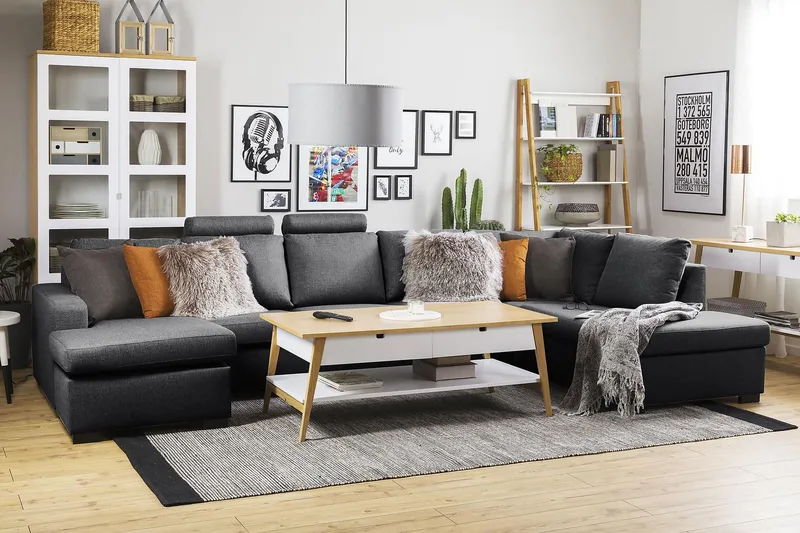 Crazy 5-personers Venstrevendt U-formet X-Large Sofa med Chaiselong i Stof - Mørkegrå - Møbler - Sofaer - U Sofa