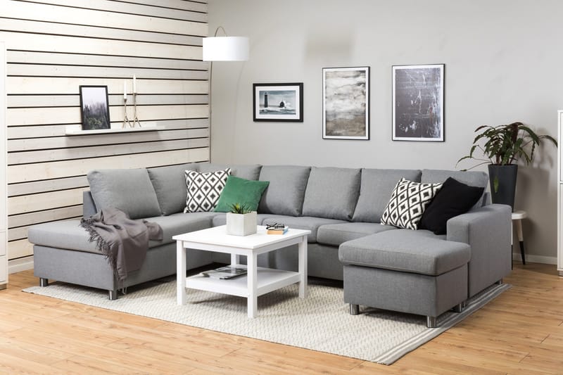Crazy 5-personers Venstrevendt U-formet Sofa med Chaiselong i Stof - Grå - Møbler - Sofaer - U Sofa