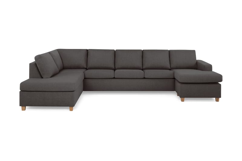 Crazy 5-personers Venstrevendt U-formet X-Large Sofa med Chaiselong i Stof, Mørkegrå