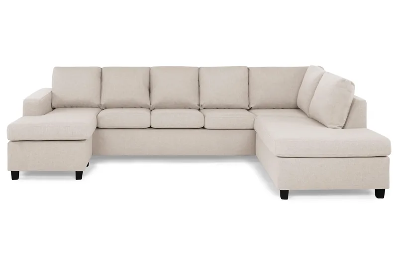 Crazy 5-personers Højrevendt U-formet X-Large Sofa med Chaiselong i Stof, Beige