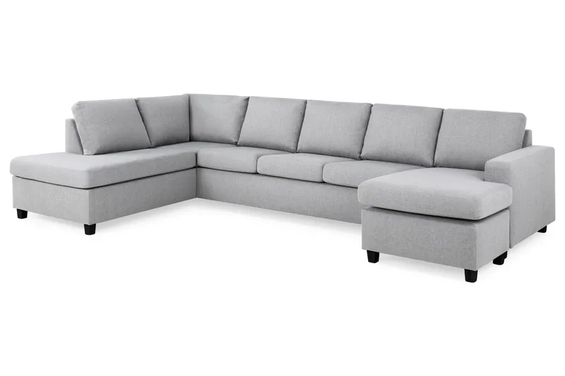 Crazy 5-personers Venstrevendt U-formet X-Large Sofa med Chaiselong i Stof - Grå - Møbler - Sofaer - U Sofa