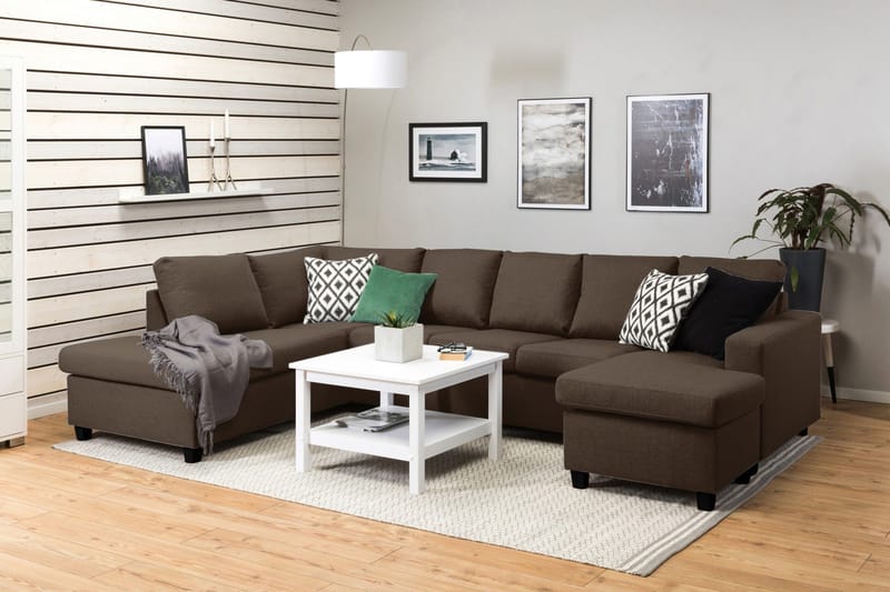Crazy 5-personers Venstrevendt U-formet Sofa med Chaiselong i Stof - Brun - Møbler - Sofaer - U Sofa