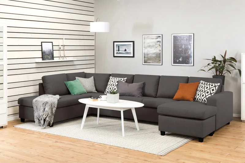 Crazy 5-personers Venstrevendt U-formet X-Large Sofa med Chaiselong i Stof - Mørkegrå - Møbler - Sofaer - U Sofa