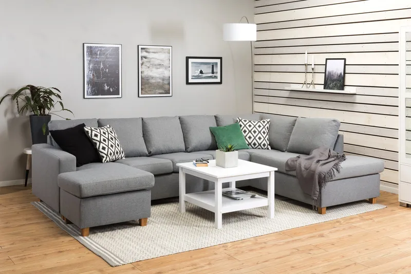 Crazy 5-personers Højrevendt U-formet X-Large Sofa med Chaiselong i Stof - Grå - Møbler - Sofaer - U Sofa