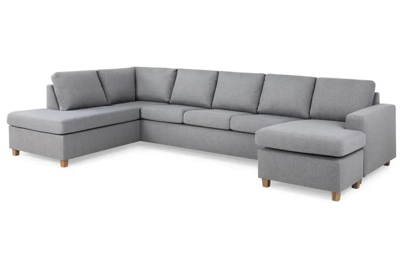 Crazy 5-personers Venstrevendt U-formet X-Large Sofa med Chaiselong i Stof - Grå - Møbler - Sofaer - U Sofa