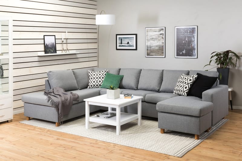 Crazy 5-personers Venstrevendt U-formet Sofa med Chaiselong i Stof - Grå - Møbler - Sofaer - U Sofa