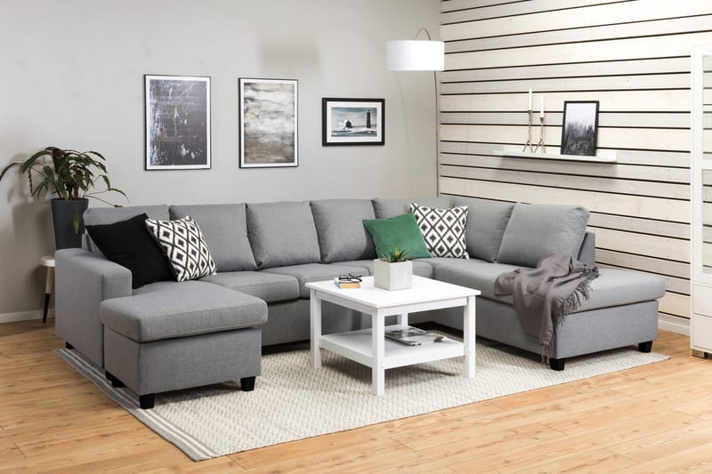 Crazy 5-personers Højrevendt U-formet X-Large Sofa med Chaiselong i Stof - Grå - Møbler - Sofaer - U Sofa