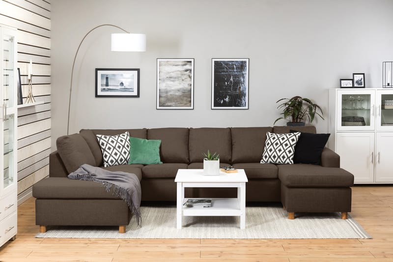 Crazy 5-personers Venstrevendt U-formet Sofa med Chaiselong i Stof - Brun - Møbler - Sofaer - U Sofa