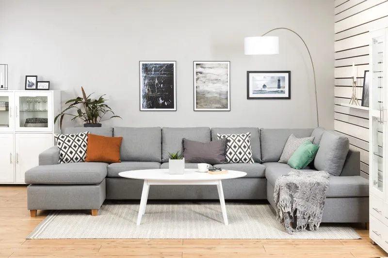 Crazy 5-personers Højrevendt U-formet X-Large Sofa med Chaiselong i Stof - Grå - Møbler - Sofaer - U Sofa