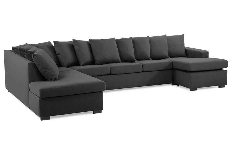 Crazy 5-personers Venstrevendt U-formet X-Large Sofa med Divan og Chaiselong i Stof inkl. Kuvertpuder - Mørkegrå - Møbler - Sofaer - U Sofa