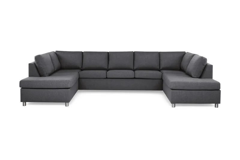Crazy 5-personers U-formet Sofa med dobbeltchaiselong i Stof, Mørkegrå